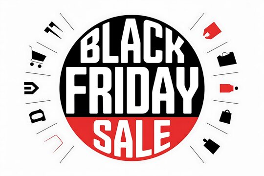 Black friday sale announcement with dynamic text and red and black color scheme