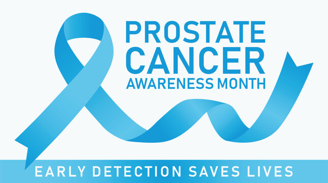 September is Prostate Cancer Awareness Month, Blue ribbon symbolizing prostate cancer awareness month.