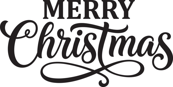 Merry Christmas Calligraphy with Centered Looping Flourish
