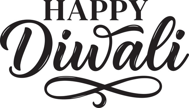Happy Diwali Bold Calligraphy with Infinity Swash