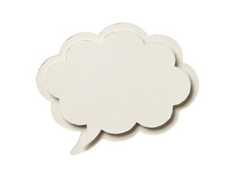 A simple light grey paper cloud shaped speech bubble icon isolated on transparent background