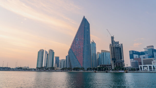 the doha citty skyline with the foreground of doha corniche
