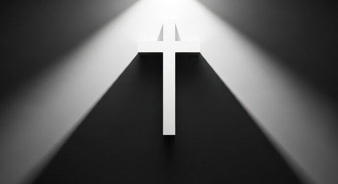 Minimalist cross illuminated by a central light source