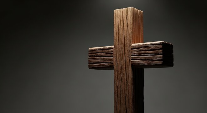 Rustic wooden cross against a muted backdrop