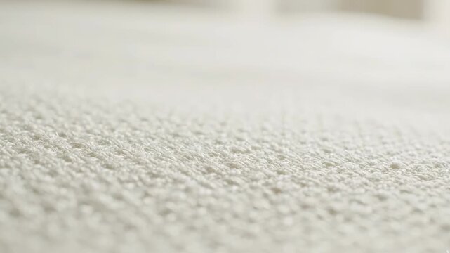 Closeup of a soft white fabric texture with a woven knit pattern