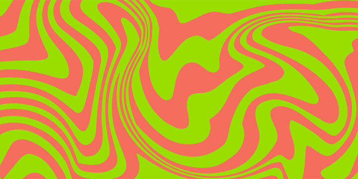 Abstract green coral psychedelic wave print background. 1970s trippy seamless pattern. Marbled acrylic swirl pattern eps 10.