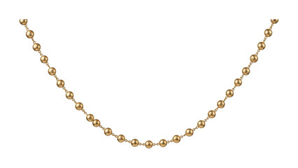 Naklejka premium Golden Spherical Bead Chain Hanging In Gentle Curve For Jewelry