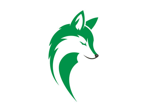 Minimalist Fox Logo, Fox Head Color and Outline Illustration Set Transparent Background Design