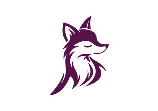 Minimalist Fox Logo, Fox Head Color and Outline Illustration Set Transparent Background Design