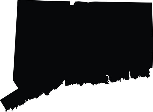 Connecticut map silhouette, black state vector icon