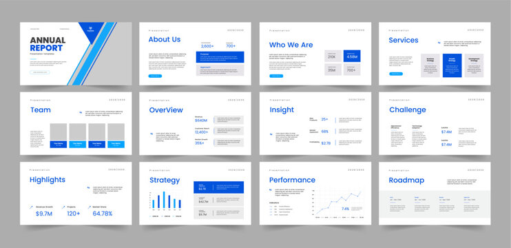 Annual Report Presentation,  Yearly Performance Presentation Template Design