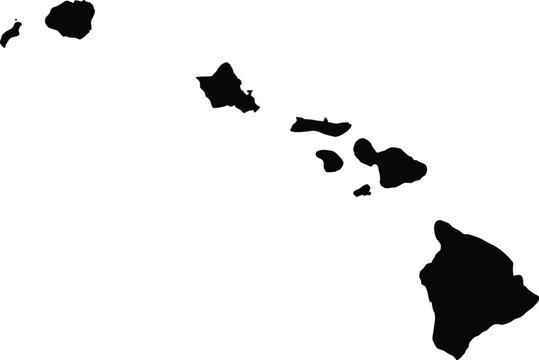 Hawaii map silhouette, black island chain vector
