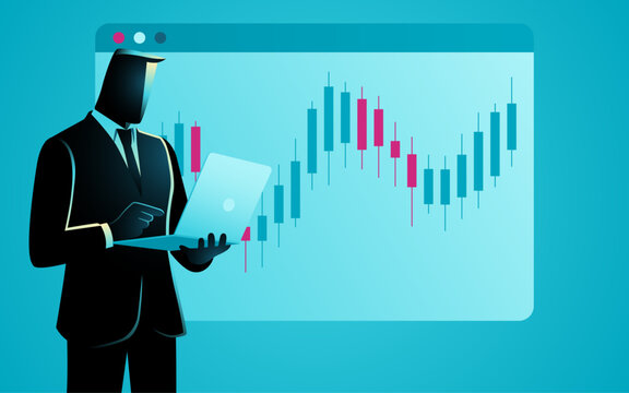 Stock Market Analysis and Financial Trading Concept with Businessman and Candlestick Chart