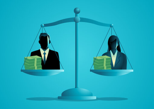Gender Pay Equality and Fair Salary Concept with Businessman and Businesswoman