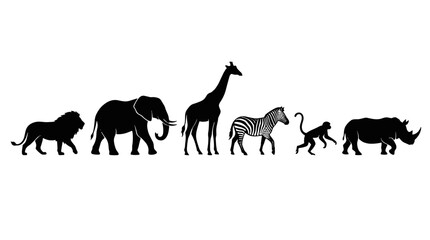 Naklejka premium African Safari Animals Silhouette Collection