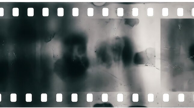 Old vintage photographic film negative strip with scratches and dust spots