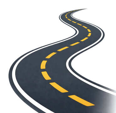 PNG Curved road with dashed lines.