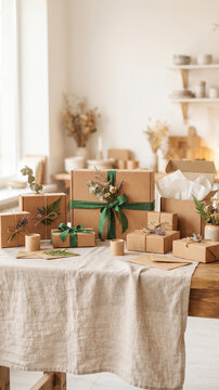 Eco friendly gift boxes with ribbon