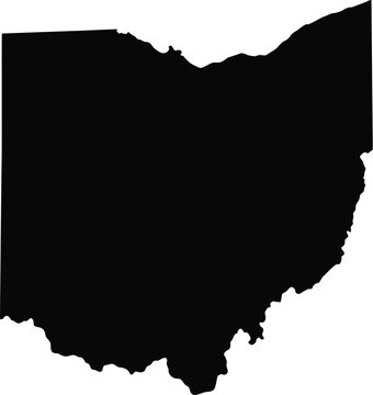 Ohio state map silhouette, black vector outline