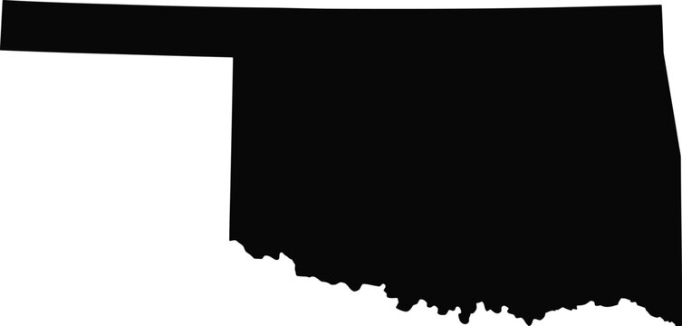 Oklahoma map silhouette. Black state border vector.