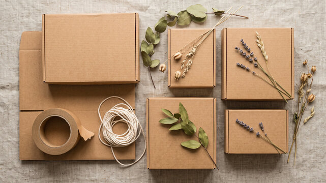Eco friendly cardboard boxes with botanicals