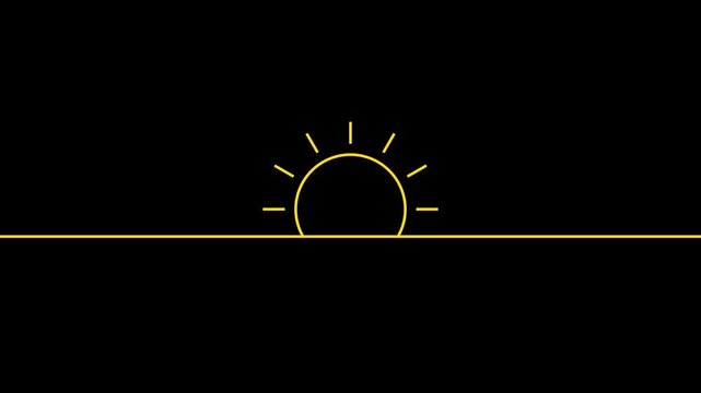 Animated sunrise and sunset icons with simple colorful motion for weather, nature, apps, and video editing.