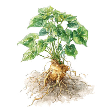 Kava Root, watercolor clipart isolated on white background