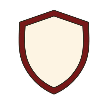 Blank Medieval Shield Crest Vector Icon with Maroon Border, Security Badge and Logo Frame Template