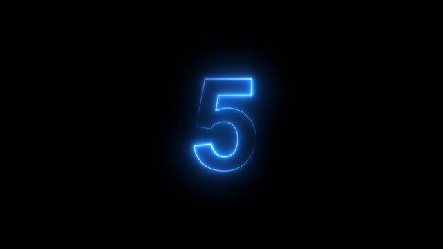 10 to 0 countdown timer with glowing blue numbers and futuristic neon design on black background for digital presentations, events, games, and transitions