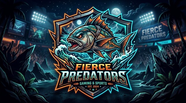 Fierce tropical game fish mascot emblem designed for competitive gaming and sports teams background peacock bass mascot esportdesign background fish gaming team emblem competitive