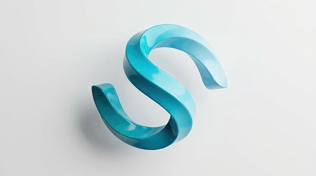 3D blue glossy ribbon letter S logo