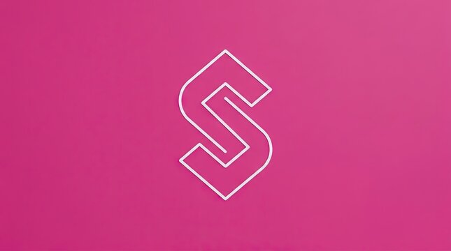 Geometric white S letter logo on pink background.