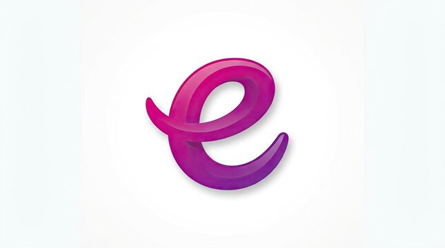 Stylized cursive 3D letter E logo in purple.