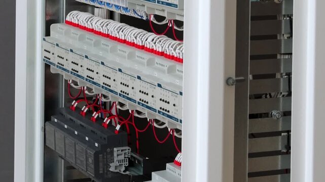 Electrical panel for organizing power supply according to the Smart Home system on KNX automation. 