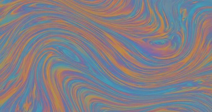 Iridescent turquoise and orange liquid ripple texture.