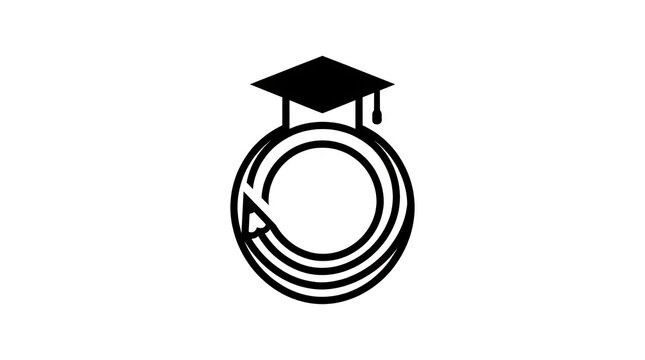 Abstract graduation cap logo for education.