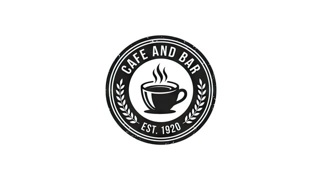 Circular cafe and bar emblem logo.