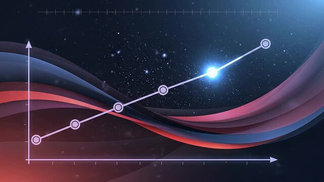 Financial growth chart with glowing upward trend line, digital market analytics, business investment progress, economic performance and abstract data visualization background video