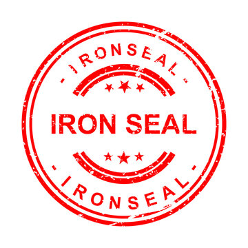 Red vintage iron seal stamp with text iron seal illustration
