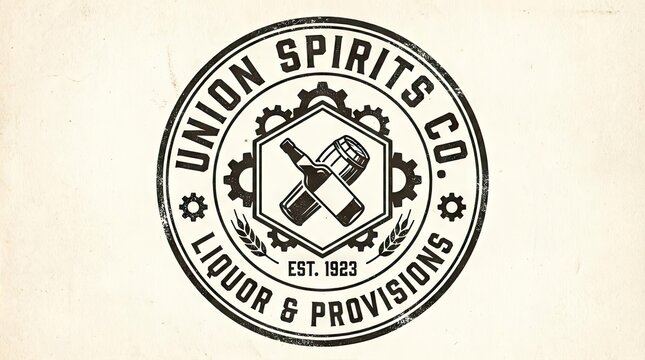 Vintage Union Spirits Co liquor branding seal.