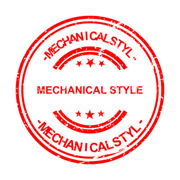 Mechanical style vintage rubber stamp with bold text illustration