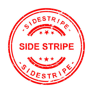Red side stripe vintage rubber stamp with text illustration