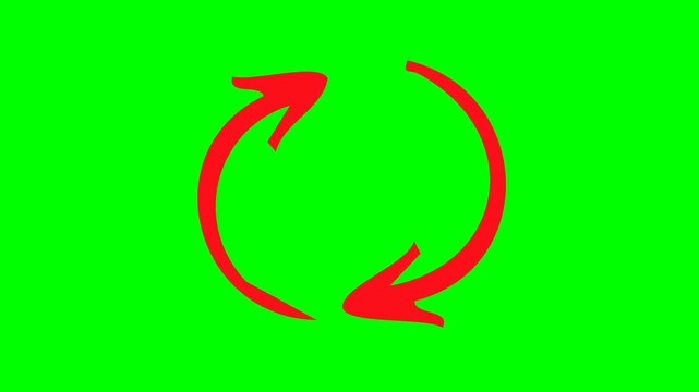 Red circular arrows rotating in motion for digital animation video clip