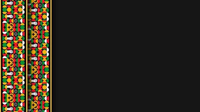 Emancipation Day Background with Traditional African Pattern Border on Dark Background.