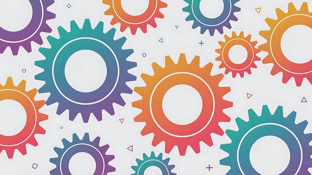 Colorful mechanical gears and cogs pattern background