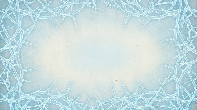 Ethereal pale azure thorny border framing spacious negative area conceptual intangible presence suggesting mental construct existing purely in cognitive space without material manifestation