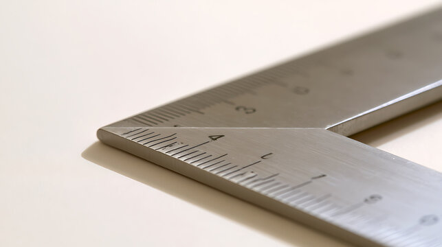 Close-up view of a precision metal try square tool on a clean white surface, highlighting accurate measurement and industrial design