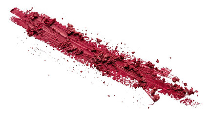 Fototapeta premium Smudged deep red lipstick or cosmetic powder smear isolated on transparent background