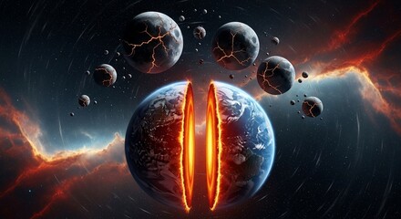 Planetary destruction abstract illustration