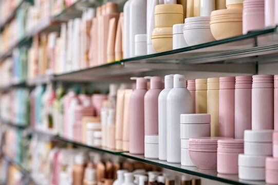 Skincare and beauty products on store shelf